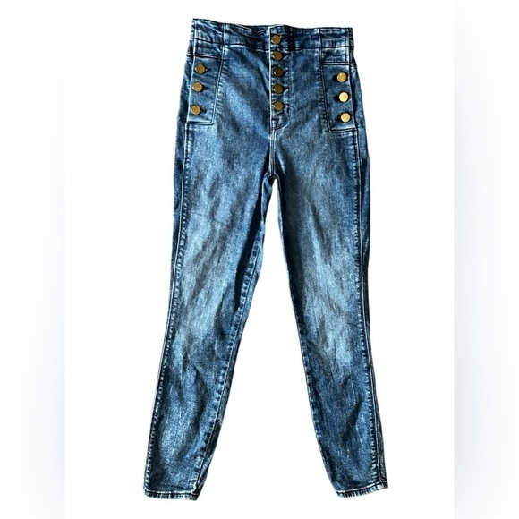 J Brand High-Waisted Sailor Button Jeans, Size [24], Blue Wash, Natasha - Picture 3 of 13